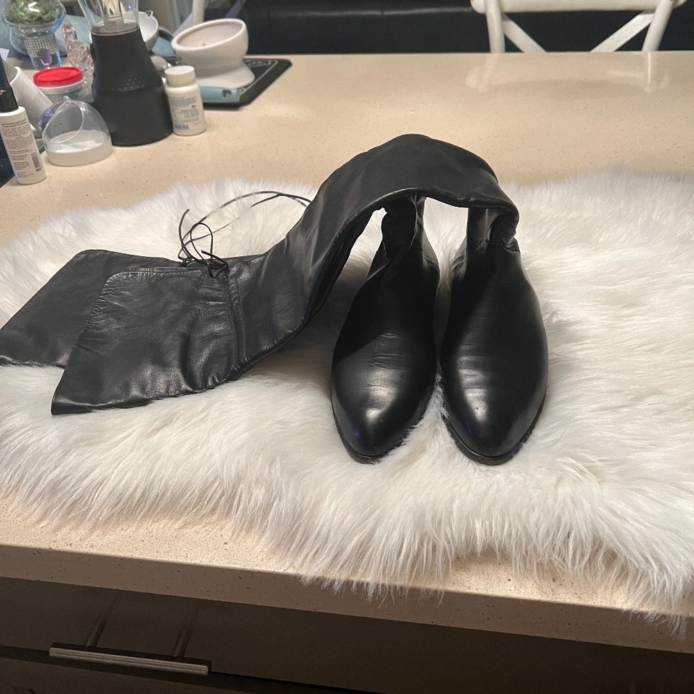 All leather Italian made black over the knee boots
